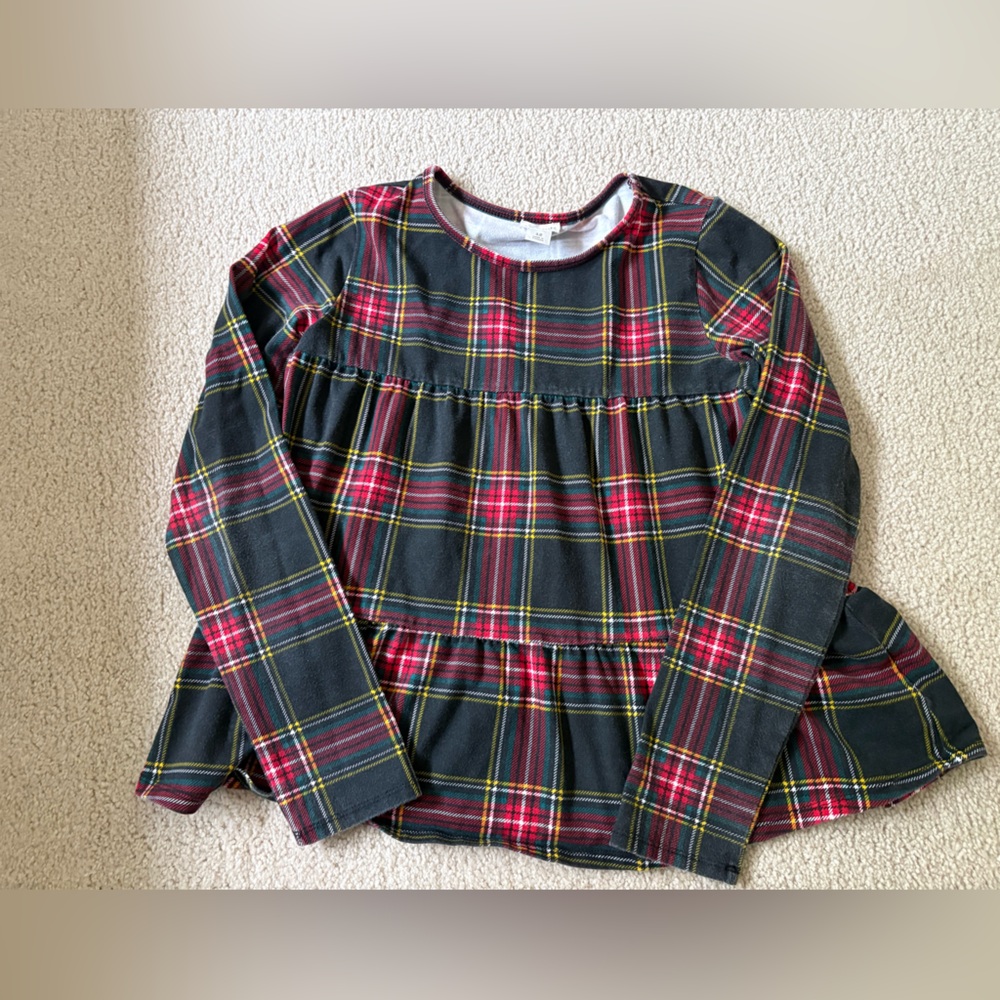 Jcrew girls tartan plaid tiered shirt